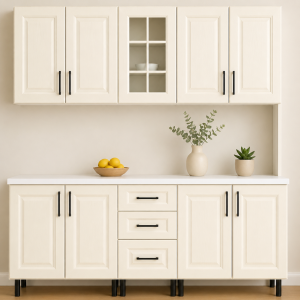 Bucatarie MDF infoliat ivoire 200 cm cu blat