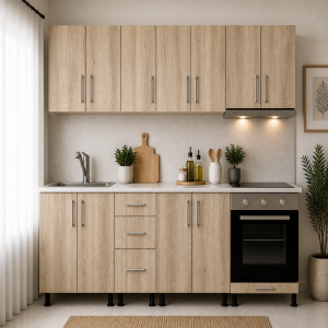 Bucatarie PAL stejar sonoma 260 cm cu blat
