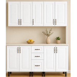 Mobilă Bucatarie MDF infoliat Alb 200 cm