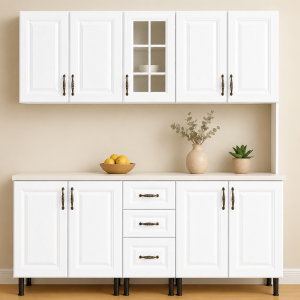 Bucatarie MDF infoliat Alb 200 cm cu blat