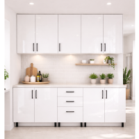 Mobilă Bucatarie 180cm cu blat MDF lucios alb