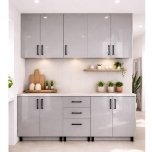 Mobilă Bucatarie 180cm cu blat MDF lucios gri