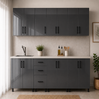 Bucatarie Lana MDF lucios antracit 260 cm cu blat