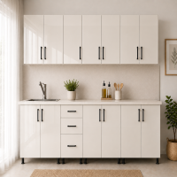 Bucatarie Lana MDF lucios bianco 260 cm cu blat