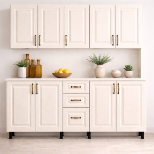 Mobilă Bucatarie cu blat 180cm MDF infoliat ivoire