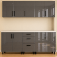 Mobilă Bucatarie MDF Lucios Ardezie 200 cm