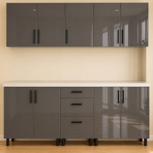 Mobilă Bucatarie MDF Lucios Ardezie 200 cm