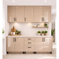 Mobilă Bucatarie 180cm cu blat MDF lucios cappuccino