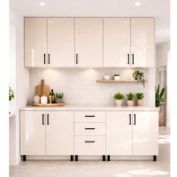 Mobilă Bucatarie 180cm cu blat MDF lucios crem