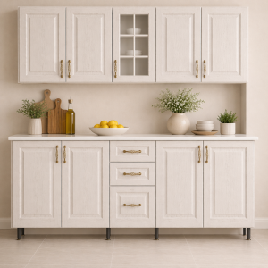 Mobilă Bucatarie MDF infoliat casmir 180 cm cu vitrina