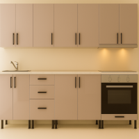 Mobila Bucatarie MDF capucino lucios EVO P103 260 cm