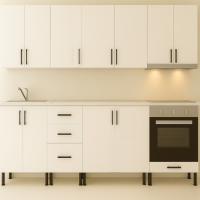 Mobila Bucatarie MDF Alb Lucios P100 cu blat 260 cm