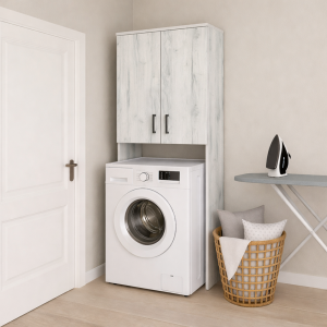 Dulap modern pentru mașina de spălat, 65x35x200 cm,pentru baie și spălătorie.