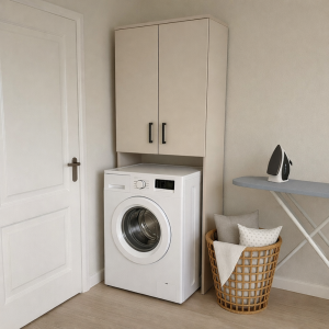 Dulap modern pentru mașina de spălat, 65x35x200 cm,pentru baie și spălătorie.