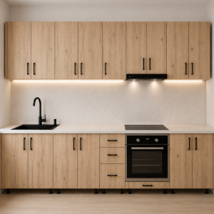 Bucatarie 320 cm PAL stejar auriu cu blat