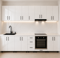 Bucatarie 320 cm MDF lucios alb cu blat