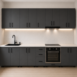 Bucatarie 320 cm PAL antracit cu blat