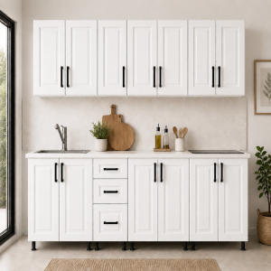 Bucatarie Lana MDF infoliat alb 240cm cu blat