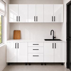 Bucatarie Lana 220 MDF lucios alb cu blat