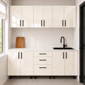 Bucatarie Lana 220 MDF lucios bianco cu blat