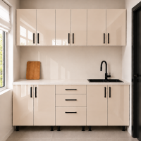 Bucatarie Lana 220 MDF lucios crem cu blat