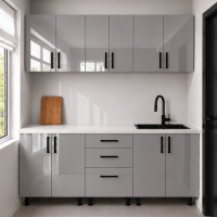 Bucatarie Lana 220 MDF lucios gri cu blat